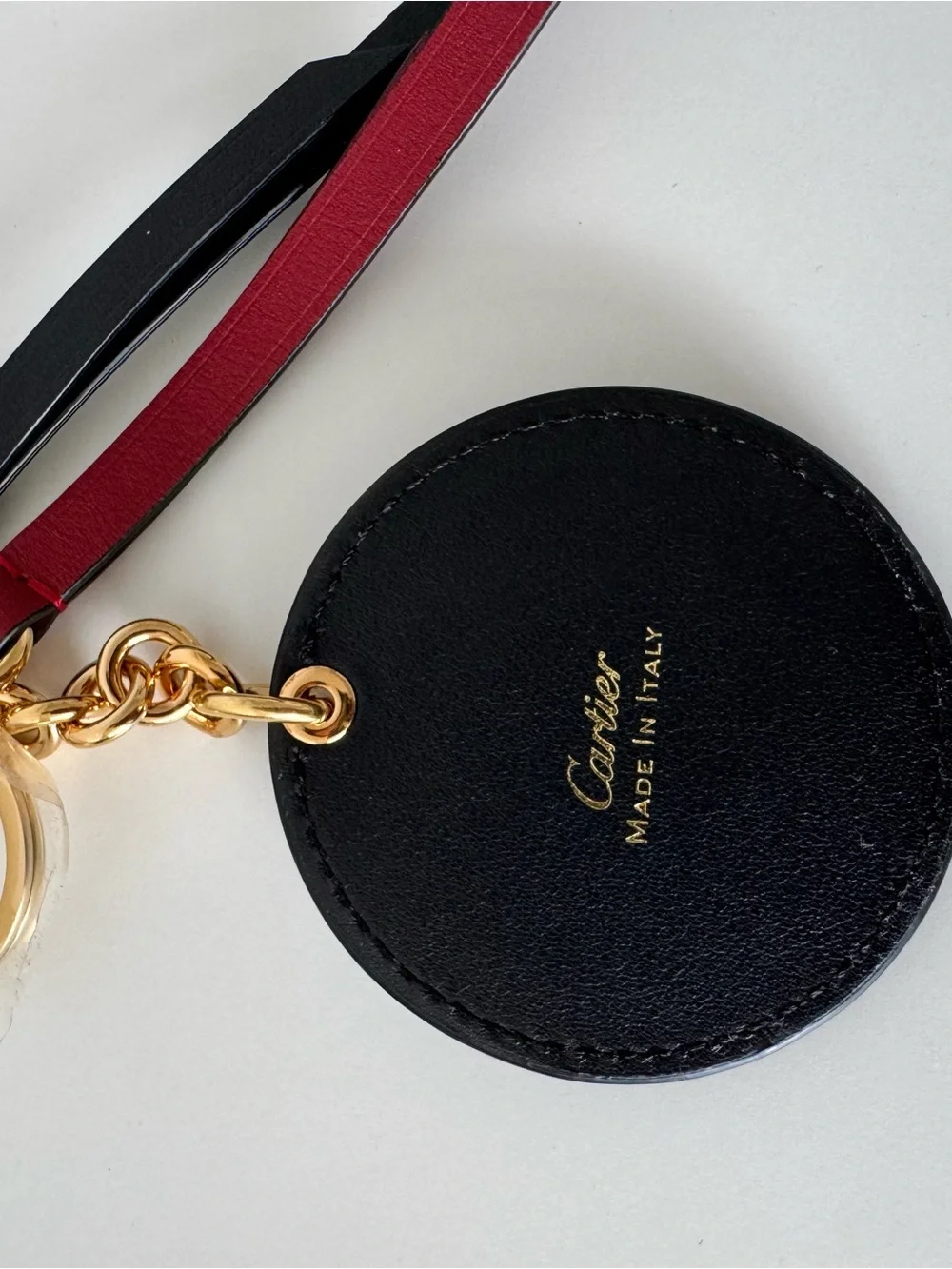 Diabolo De Cartier Medallion Key Ring, Calfskin red & Black, CROG000646